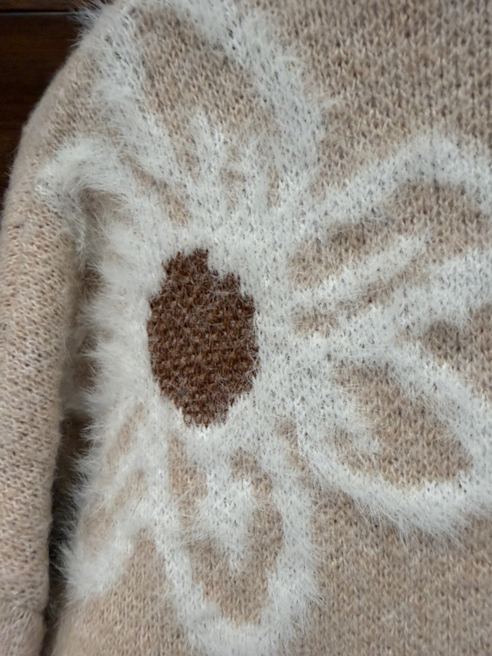 Beige Floral V-Neck Button Cardigan - Picture 3 of 6